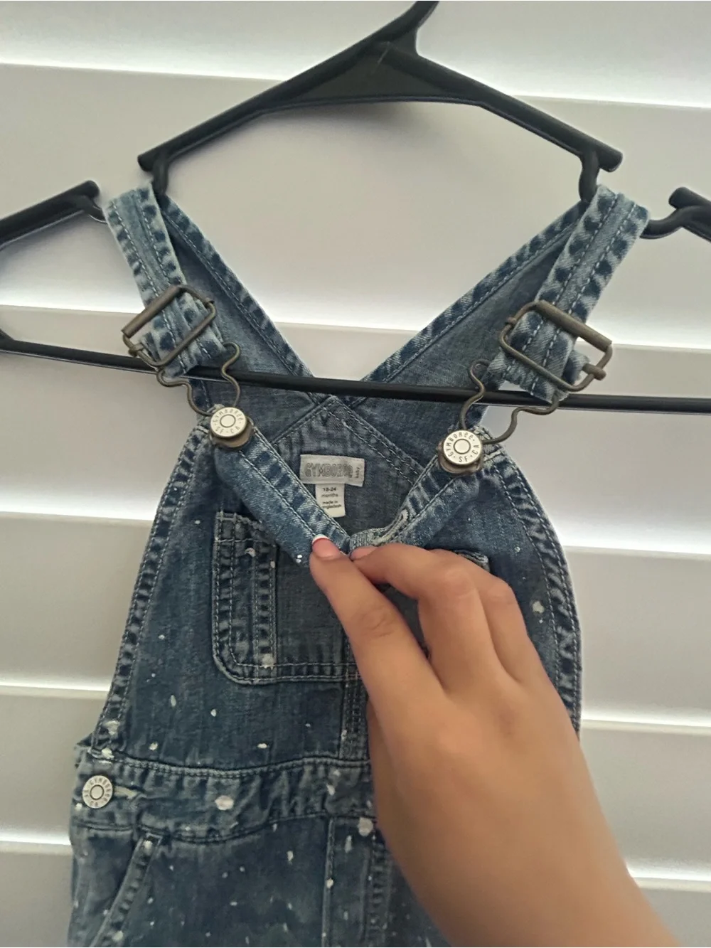 Gymboree Dark Blue Denim Overalls with White Paint-Splatter